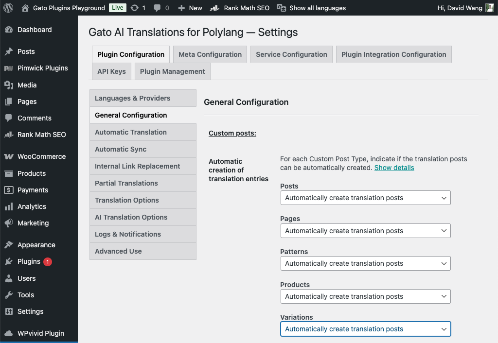 Gato AI Translations for Polylang으로 WooCommerce 상품을 자동 번역하기
