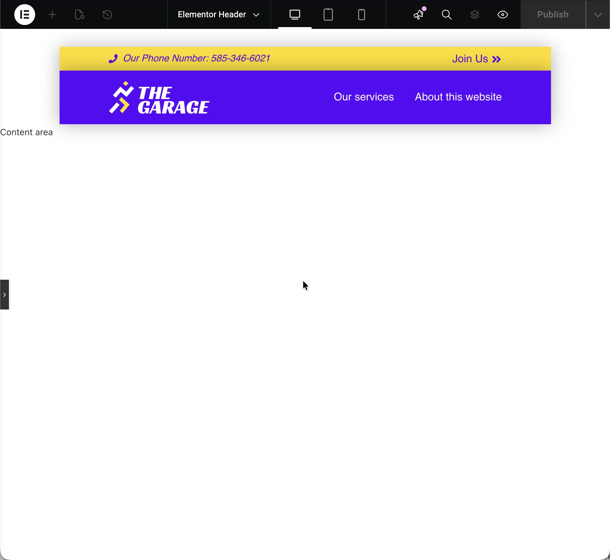 Elementor 헤더 템플릿
